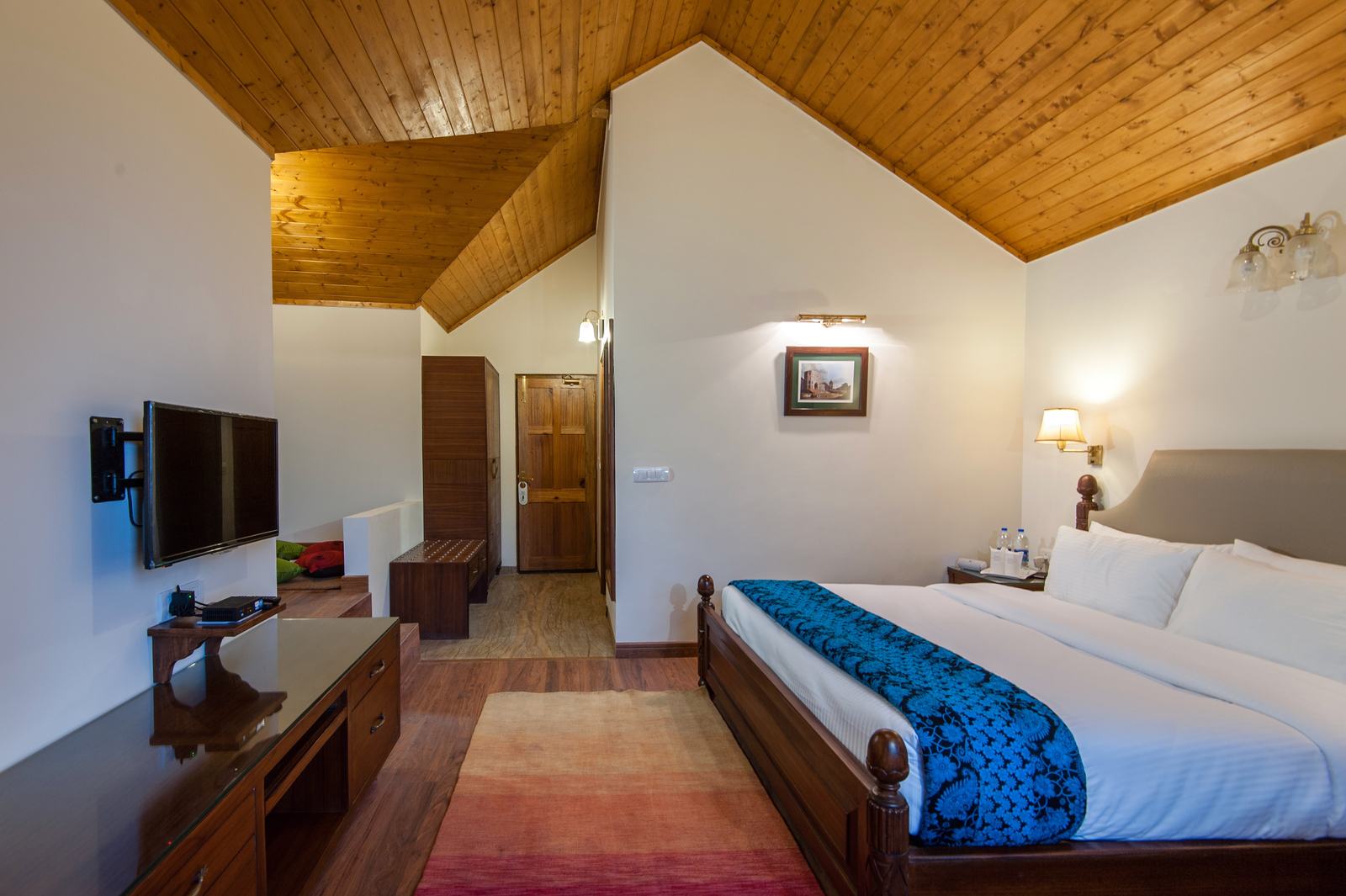 Villa Family Room under a pine ceiling